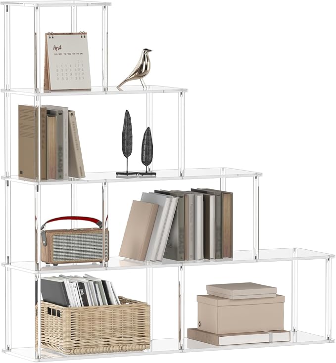 5-Tier Acrylic Stepped Bookshelf by CRTERICX