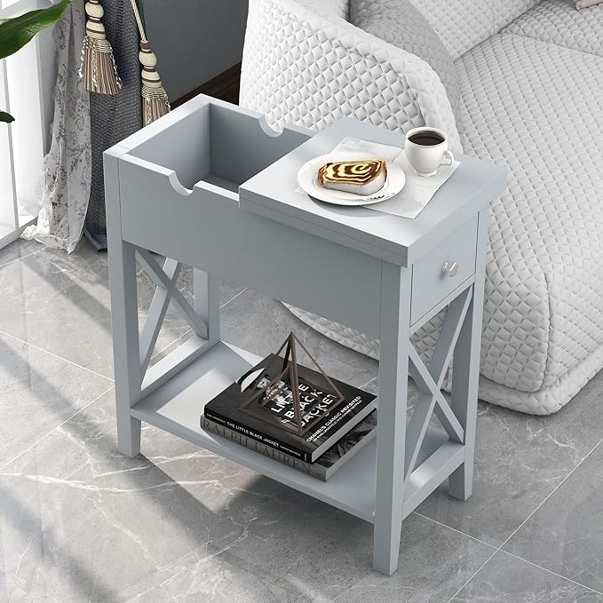 ChooChoo End Table, MDF Material Flip Top Narrow End Table - Image 5