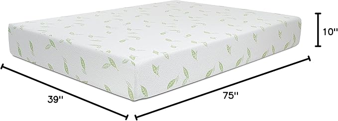 NapQueen Twin Size, 10 Inch Anula Green Tea Infused Memory Foam Mattress - Image 2