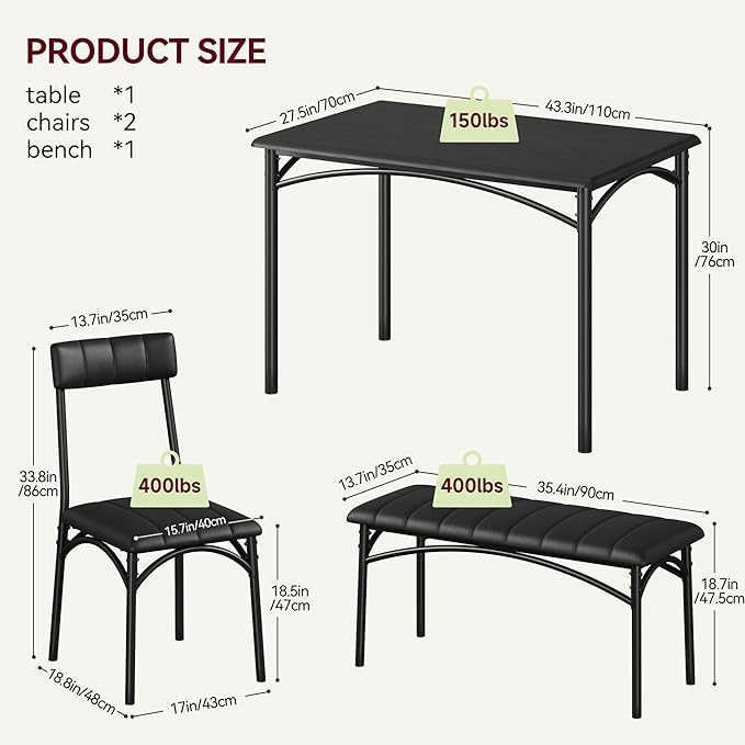 Dining Table Set for 4, Small Dining Table Set - Image 2