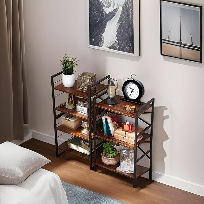 3-Tier Small Bookshelf Vintage Industrial Bookcase - Image 5