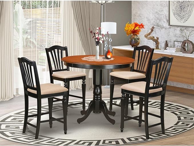 East West Furniture TRCH5-BLK-C 5 Piece Kitchen Counter Height Dining Table Set - Image 6