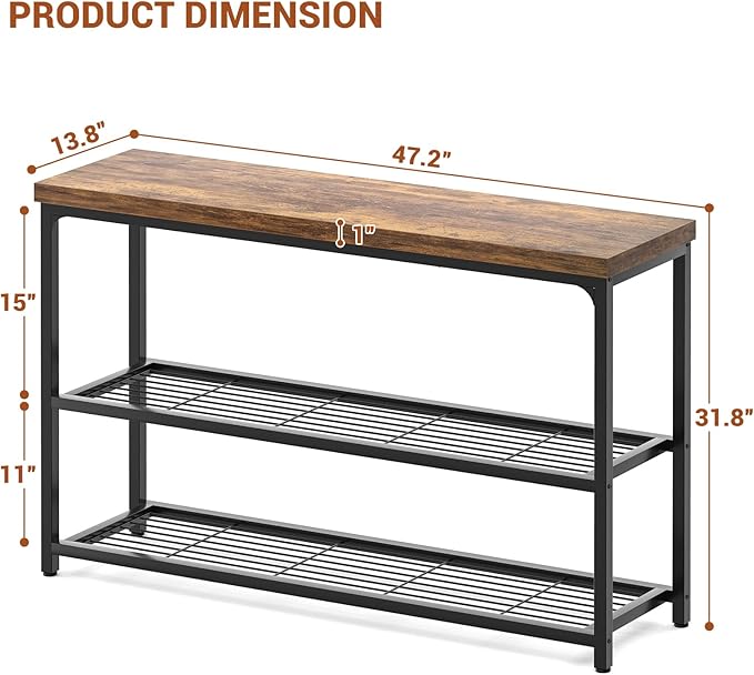 47" Console Table, 3-Tier Entryway Table, Sofa Table - Image 3
