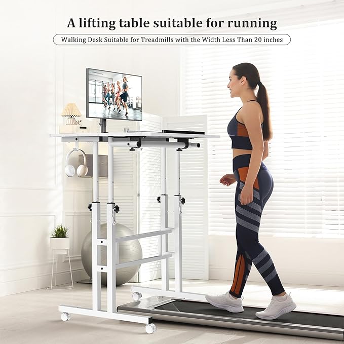 Small Standing Desk with Wheels, Mobile Stand Up Desk, Portable Standing Table - Image 4