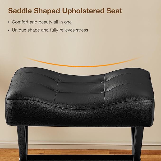 18-Inch Large Leather Vanity Stool, Vanity Chair - Image 4