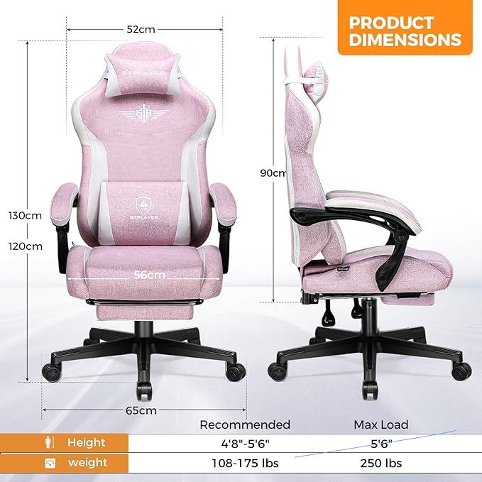 GTPLAYER Gaming Chair with Footrest, Big and Tall Game Chair High Back Computer - Image 3