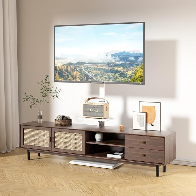 WALI Floor TV Stand with Power Outlet & AV Shelf, Tall TV Stand Mount - Image 6