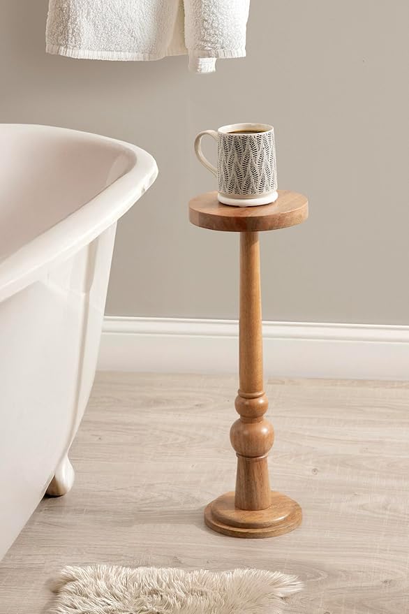 Kate and Laurel Wegner Transitional Wooden Round Drink Table, Natural Wood - Image 4