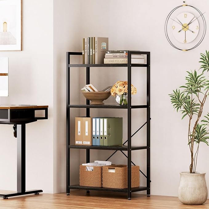 Casaottima Book Shelf, 4 Tier Bookshelf, Modern Wood Bookcase Shelves - Image 5