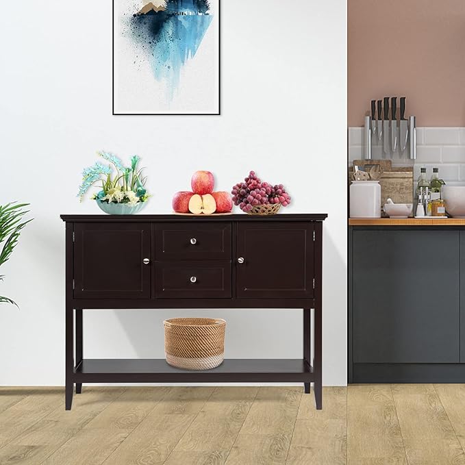COSTWAY Buffet Sideboard, with 2 Wood Storage Drawers & Open Shelf, Console - Image 9