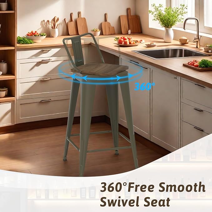30 Inch Swivel Bar Stools Set of 4, Counter Height Bar Stools - Image 7