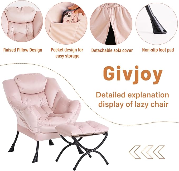 Lazy Chair and Ottoman, Large Accent Lounge Chair - Image 4