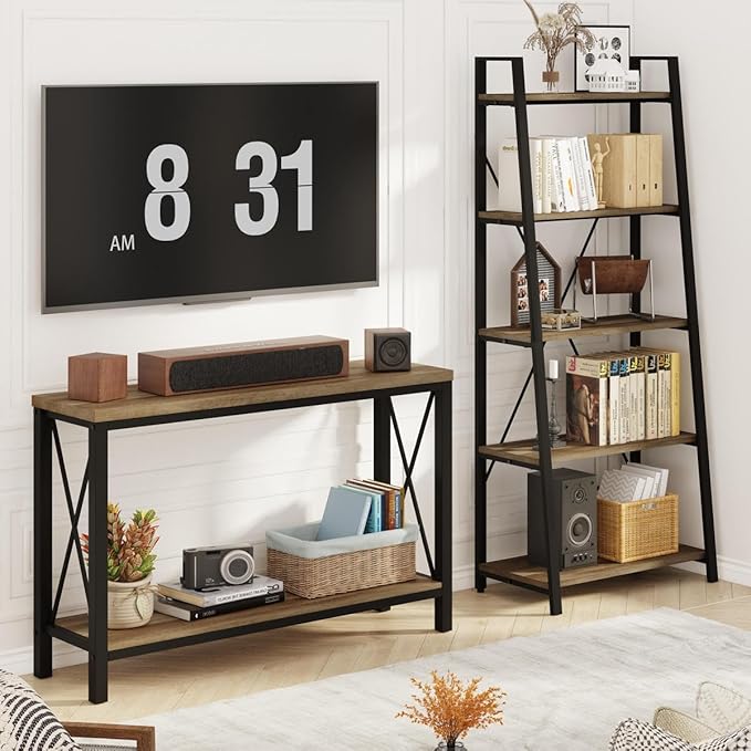 BON AUGURE Farmhouse Entryway Table, Sofa Console Table Behind Couch - Image 6