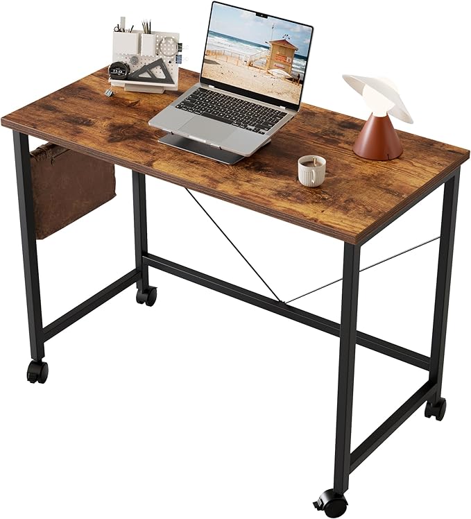 Rolling Computer Desk with Wheels, Gaming Desk by MERICONIA