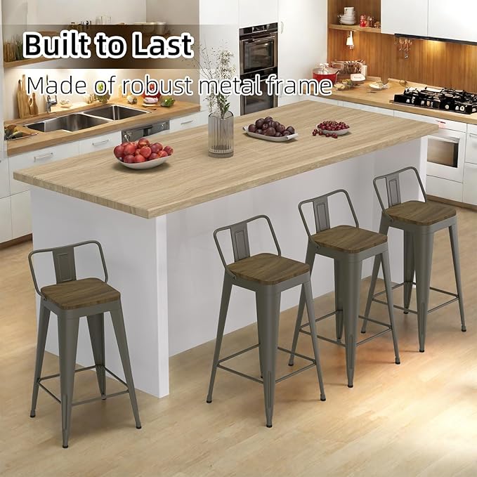 Rusty Bar Stools Set of 4, Metal Bar Stools - Image 7