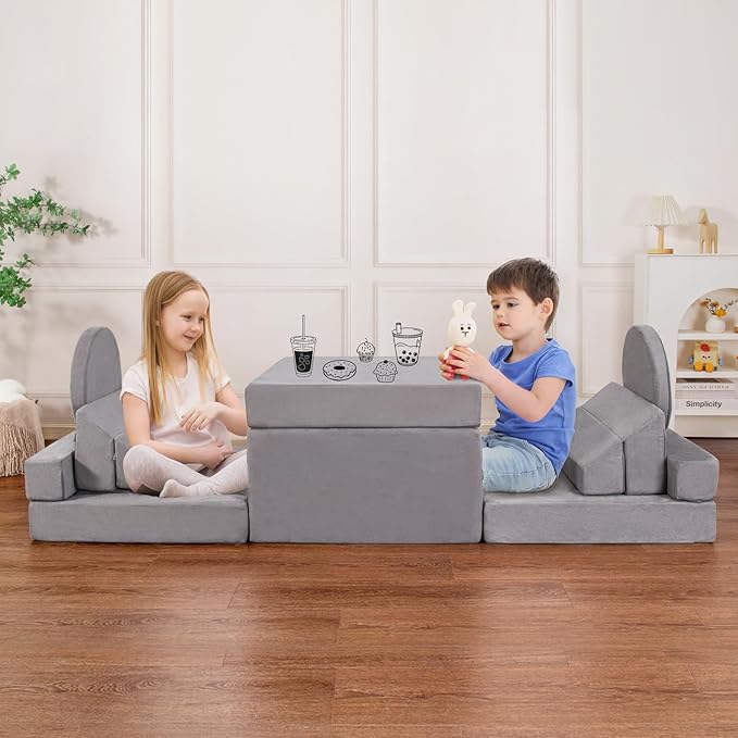 Modular Kids Play Couch 15PCS, Convertible Toddler Floor Sofa Set, Foam Play - Image 2