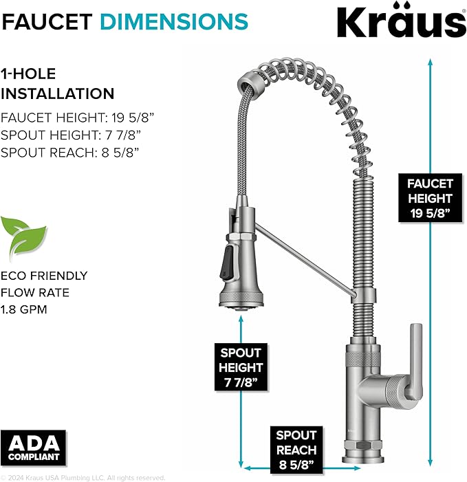 KRAUS Allyn Commercial Style 2-Function Single Handle Pull Down Kitchen Faucet - Image 5