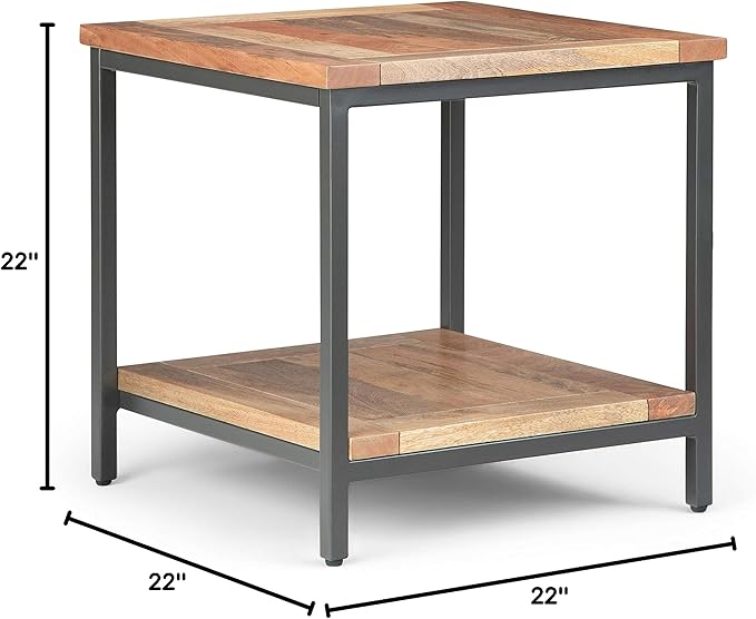 SIMPLIHOME Skyler SOLID MANGO WOOD and Metal 22 inch Wide Square Industrial End - Image 13