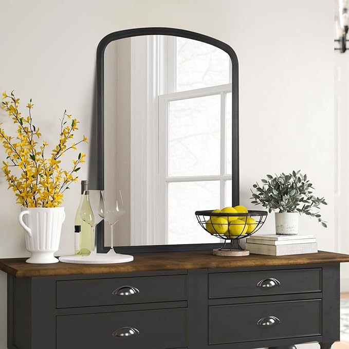 HOMECOOKIN Wood Arched Mirror for Bathroom - Image 4