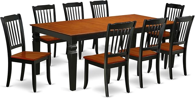 East West Furniture LGDA9-BCH-W 9 Piece Dining Room Furniture Set Includes a by EastWestFurniture