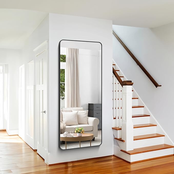 Large Bathroom Mirror, 72x30 inch Black Rectangle Mirror, Metal Frame - Image 3