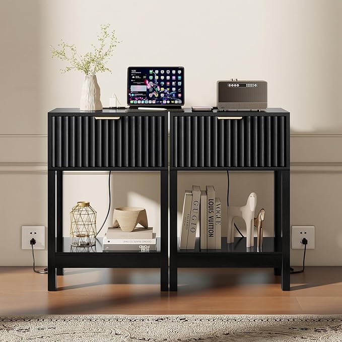 Night Stand Set 2, Fluted Nightstand - Image 6