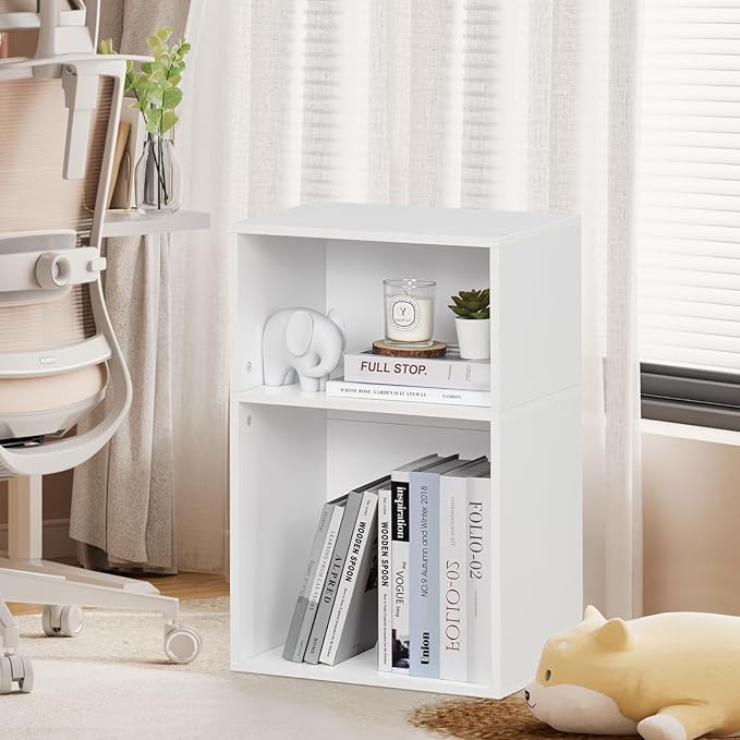 YAHARBO 2 Cube Bookshelf, Horizontal Low Book Shelf, Mini Bookcase - Image 7