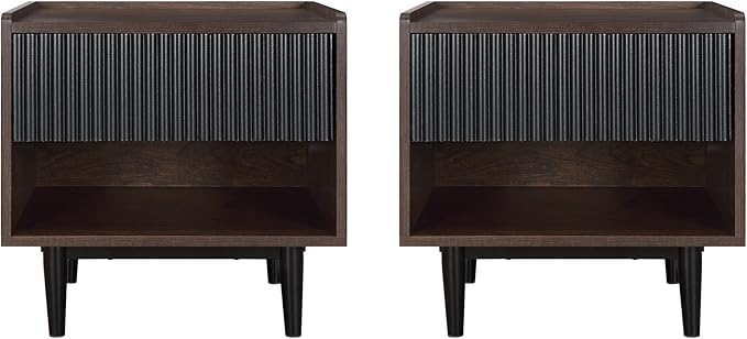 Manhattan Comfort Duane Modern Ribbed Nightstand Set of 2, Bedside Table by ManhattanComfort