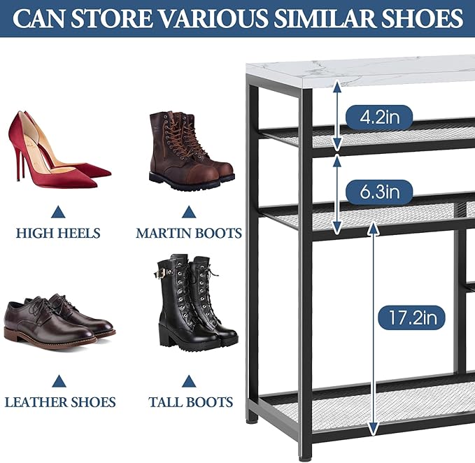 Shoe Rack Bench for Entryway, Free Standing Shoe Storage Organizer for Front - Image 5