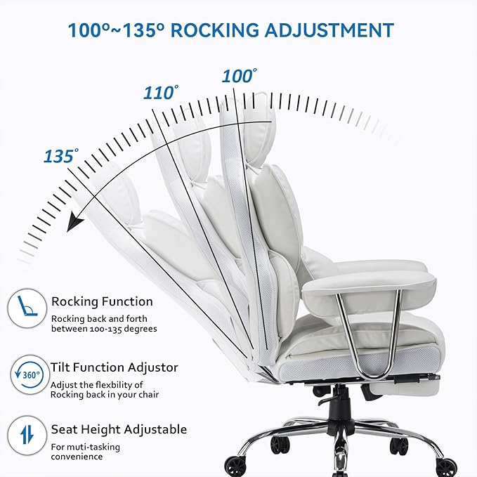 Efomao Big and Tall Office Chair 400lbs – High Back PU Leather Executive Chair - Image 3
