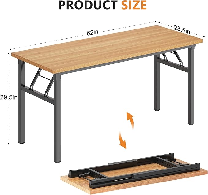 SDHYL 62 inches No Assembly Foldable Computer Desk - Image 3