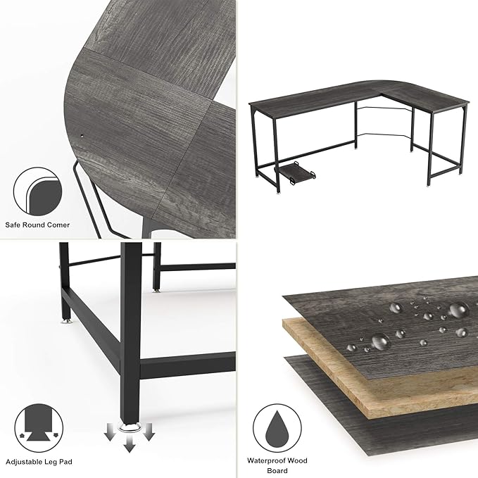 Teraves Reversible L Shaped Desk, 57.9" Gaming Computer Desk, Modern Corner - Image 7