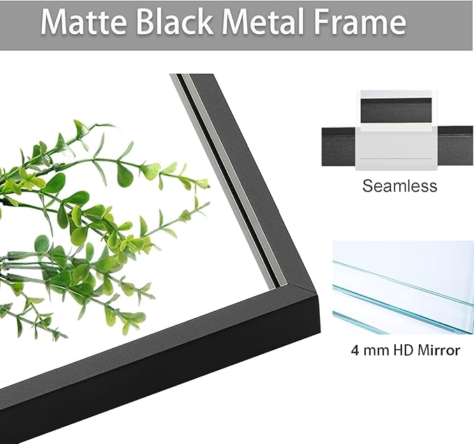 Rectangle Wall Mirror 30x48, Metal Framed Wall Mirror, Large Vanity Mirror 30 - Image 5