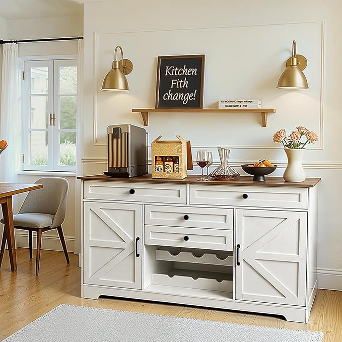 Modern Buffet Cabinet with 4 Drawers, 2 Doors & Adjustable Shelf, Large - Image 5