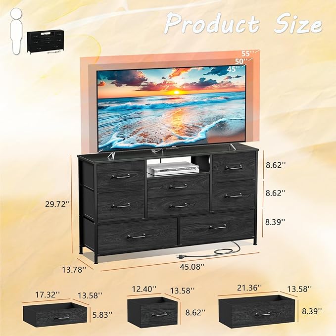 Furnulem Dresser TV Stand with Power Outlet - Image 3