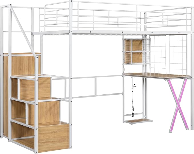 Merax Twin Size Metal Loft Bed - Image 7
