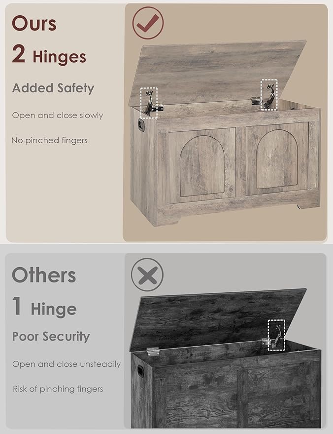 DINZI LVJ Storage Chest, 31.5”Wooden Storage Box - Image 5