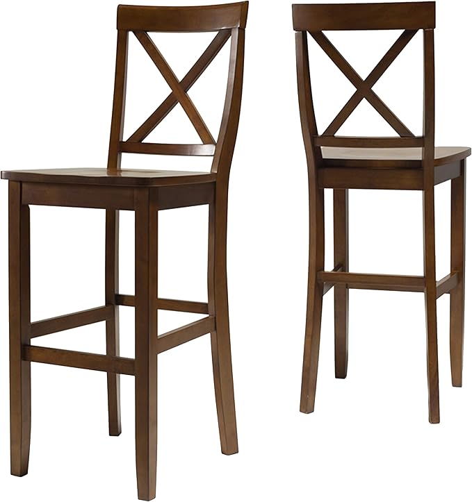 Crosley Furniture X-Back Wood Bar Stools Set of 2, Vintage Mahogany - Image 5