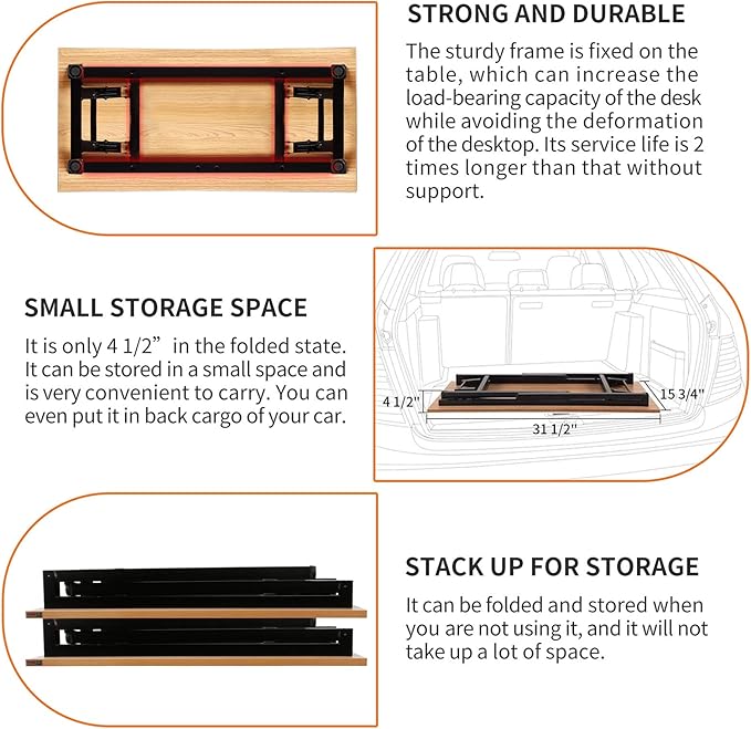 Need Folding Desk Small Desk 31 1/2" No Assembly Foldable Computer Desk - Image 4