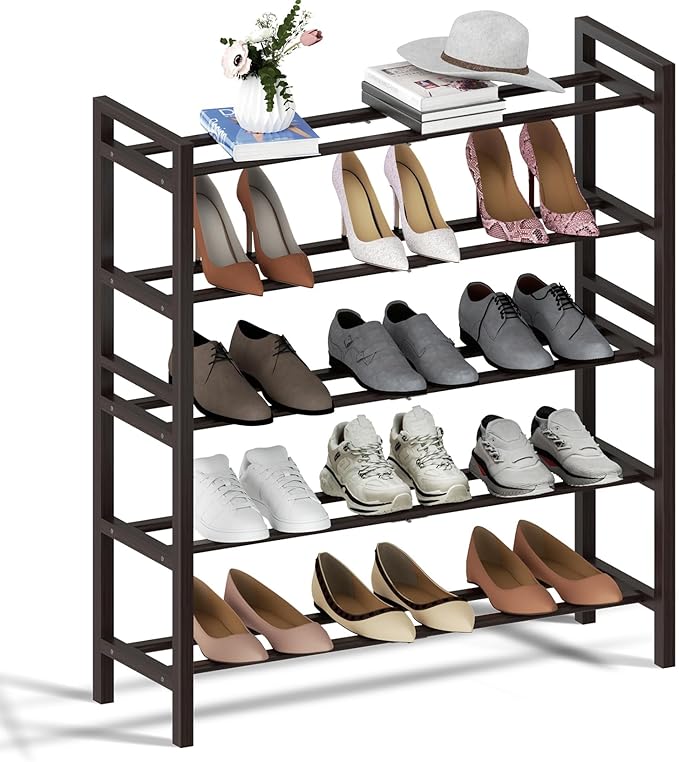 Haddockway Bamboo Shoe Rack for Closet, Free Standing Shoe Organizer by Haddockway