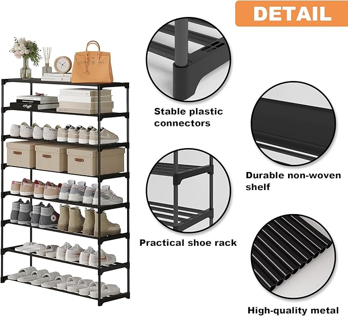 Calmootey 8-Tier Shoe Rack, Tall Large Capacity 40 Pairs Shoes Storage Organizer - Image 8