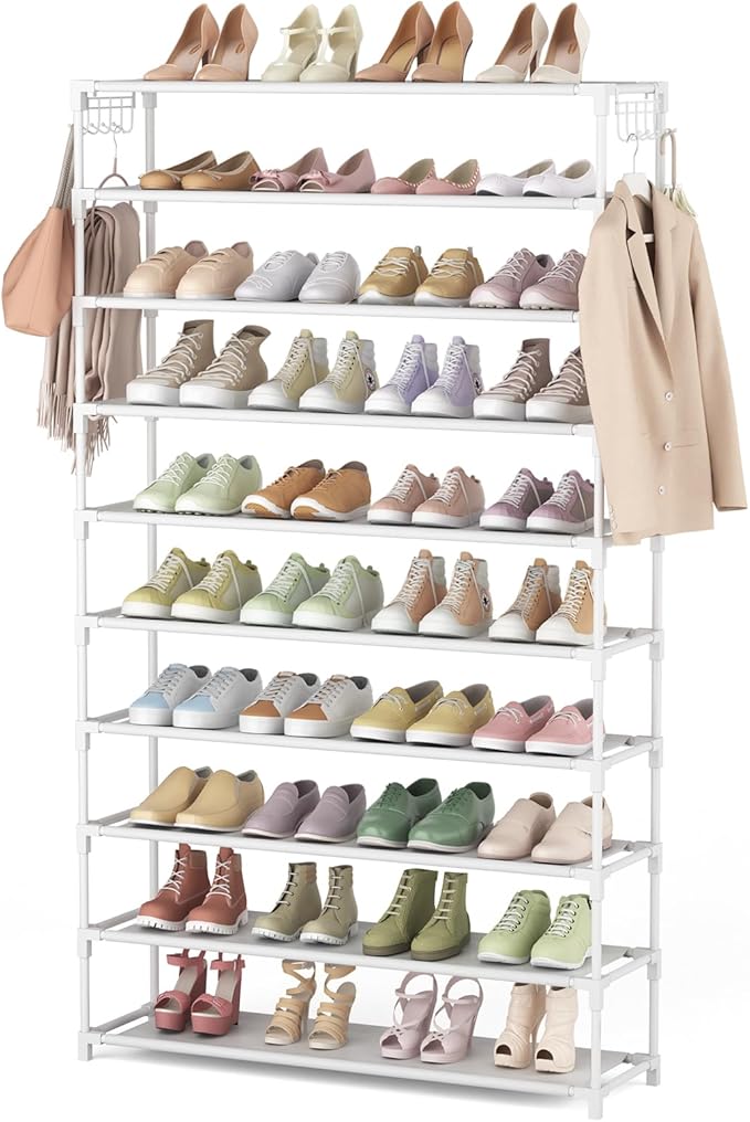 10 Tiers Shoe Rack 50 Pairs Large Capacity Tall Shoe Organizer Sturdy Shoe by LANTEFULforTidyingHouse