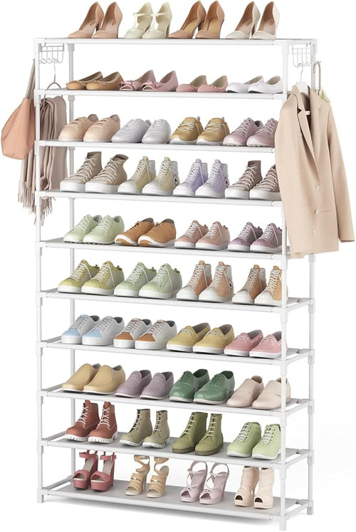 10 Tiers Shoe Rack 50 Pairs Large Capacity Tall Shoe Organizer Sturdy Shoe by LANTEFULforTidyingHouse