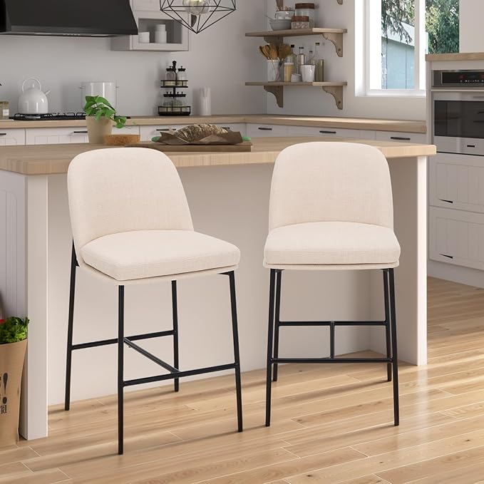 COLAMY Counter Height Bar Stools Set of 2, 25 Inch Modern Fabric Kitchen Island - Image 3