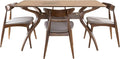 Christopher Knight Home Barron Fabric and Walnut Wood Dining Set, 5-Pcs Set by GDFStudio