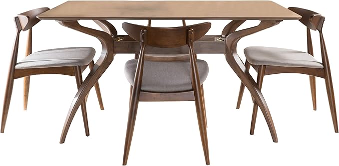 Christopher Knight Home Barron Fabric and Walnut Wood Dining Set, 5-Pcs Set by GDFStudio