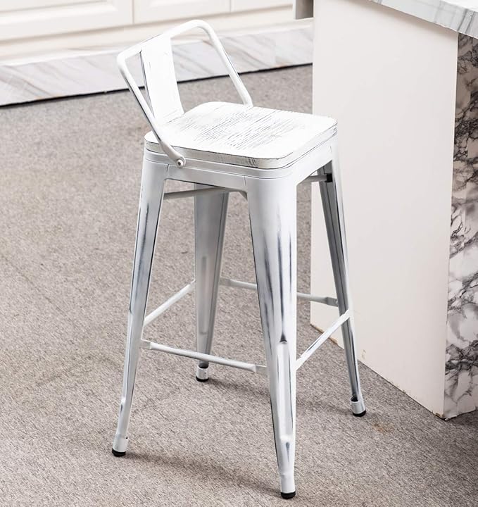 Yongchuang Industrial Metal Barstools Set of 4 Counter Height Bar Stools - Image 5