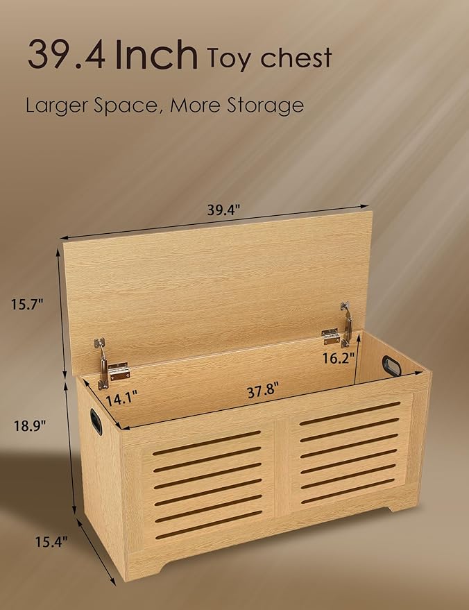 DINZI LVJ Storage Chest, 39.4”Wooden Storage Box - Image 2