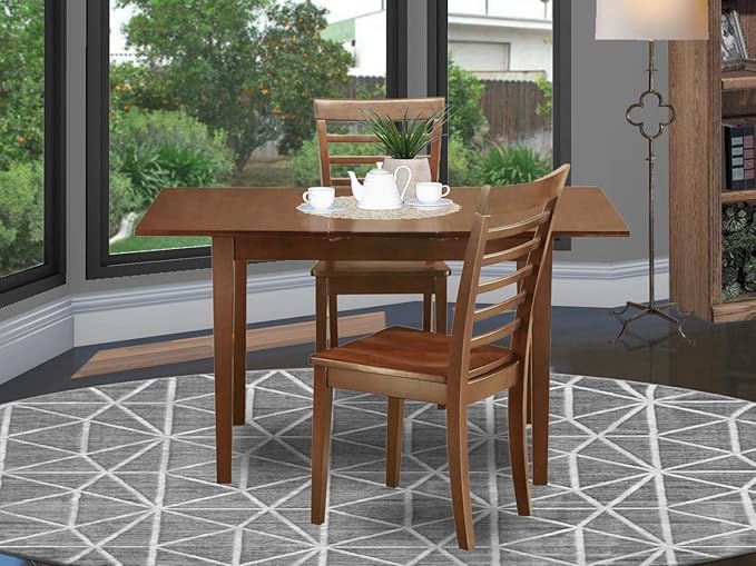 East West Furniture NOML3-MAH-W 3 Piece Dining Set Contains a Rectangle Dining - Image 6