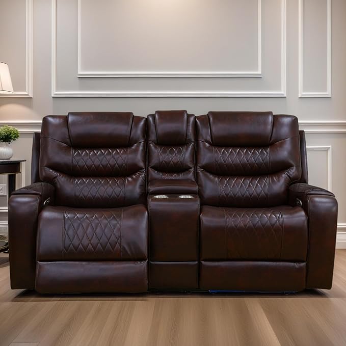 Loveseat Recliner Sofa, Reclining Loveseat Leather Couch - Image 7